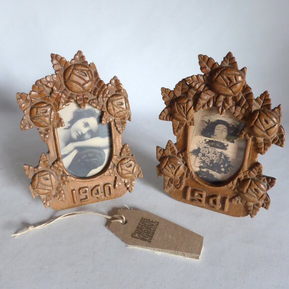 VINTAGE OOAK POST MORTEM MEMENTO MORI PHOTOGRAPH WOOD FRAME ODDITY HORROR SET - Picture 1 of 15